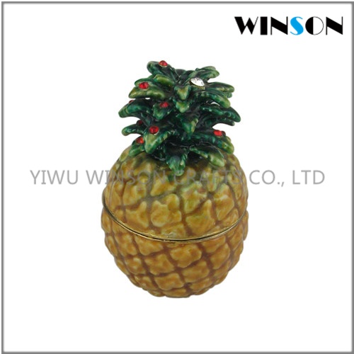 Enamel Pineapple Trinket Box | Metal Ornament