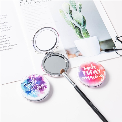 Round personalized mirror compact/PU compact mirror