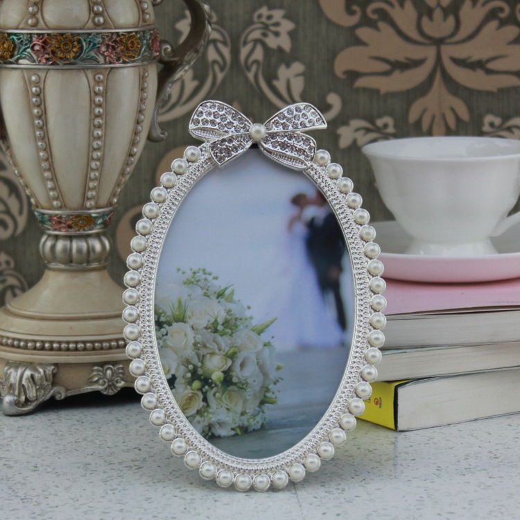Oval Wedding Bow Photo Frame/4x6 inch