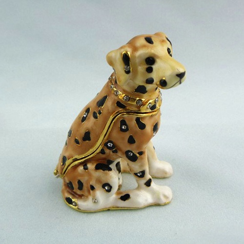 Spotty Dog Figurine/Handmade Animal Jewelry Box