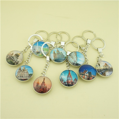 Double Side Glass Keychains with Saint Peterburg Great Views
