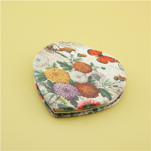 Personalised pocket mirror/heart-shaped PU compact mirror