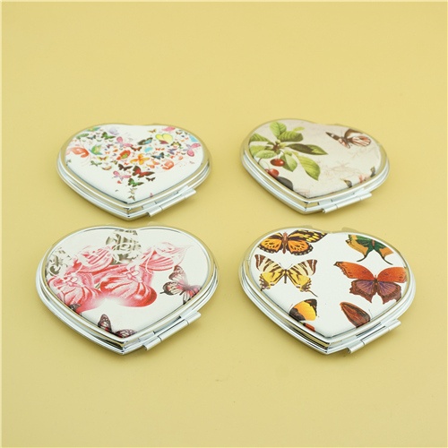 PU heart-shaped compact mirror/Butterfly pocket mirror