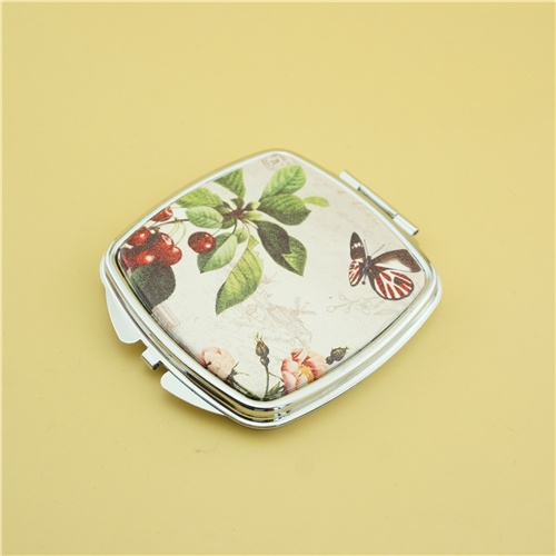 Square butterfly compact mirror/PU pocket mirror