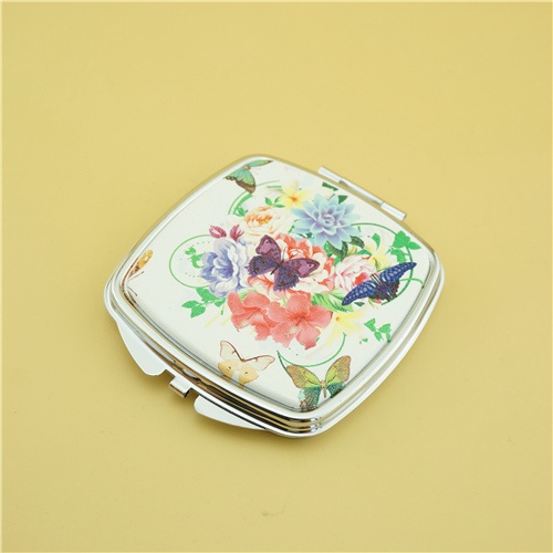 Square butterfly compact mirror/PU pocket mirror