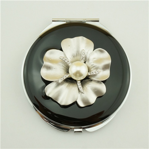 Metal pearl compact mirror/Flower series makeup mirror