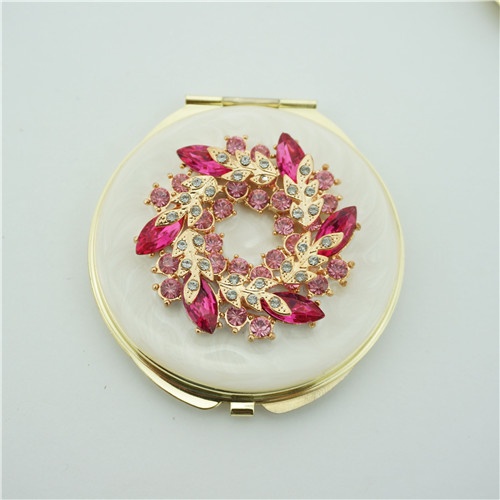 garland compact mirror four colors/luxury gift crystal compact mirror
