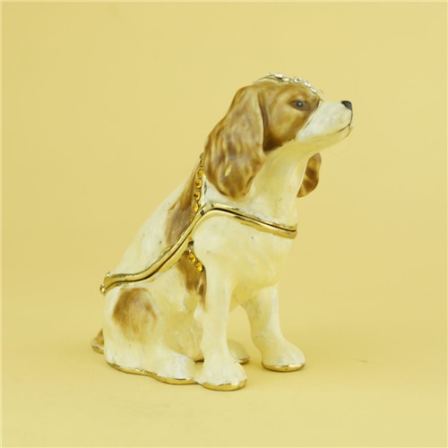 Pewter jewelry box / toy dog shape trinket box