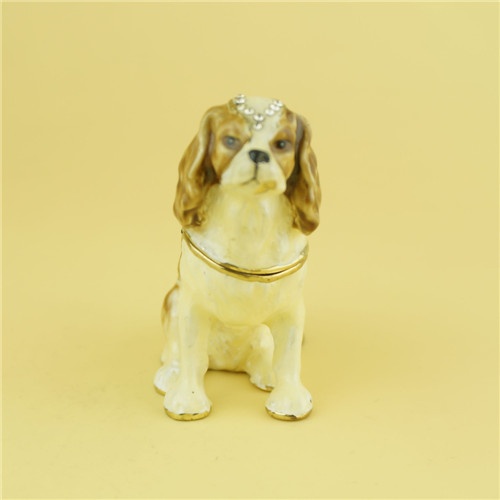 Pewter jewelry box / toy dog shape trinket box