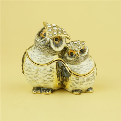 Pewter jewelry box / owl metal jewelry box