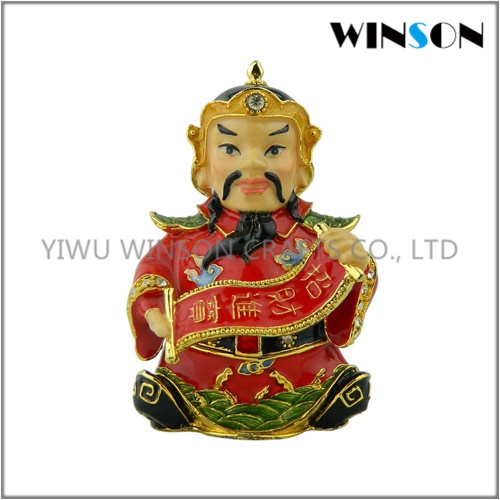 Jeweled Chinese God Trinket Box