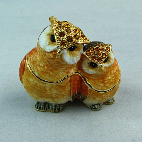 Owl Jewelry Boxes/Handmade enamel figurine