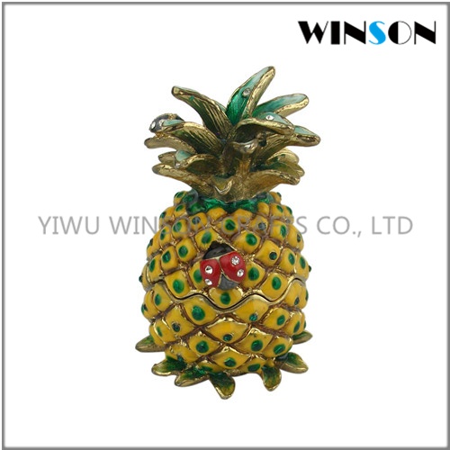 Jeweled Pineapple Jewelry Box | Enamel Ornament