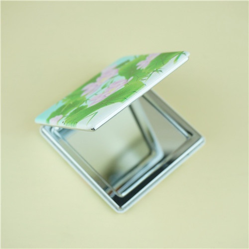 PU compact mirror water lily pattern/beauty mirror