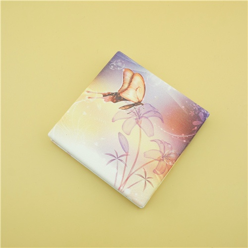 Square butterfly picture pocket mirror/PU compact mirror