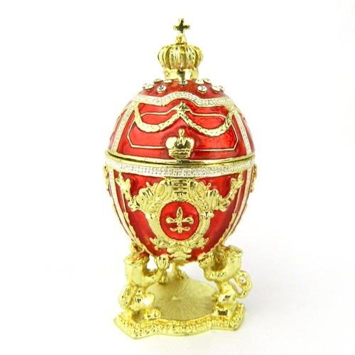 Red faberge egg trinket gift/Vintage jewelry box