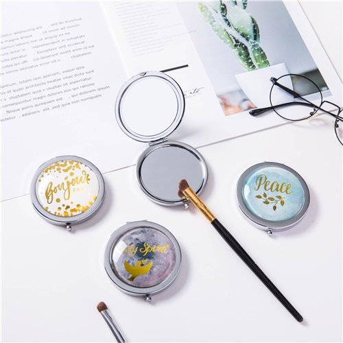 Customize Metal Compact Mirror/4C Printed Domed Glass