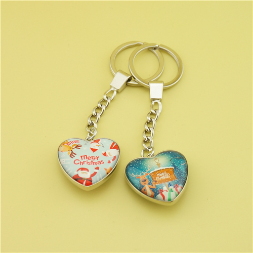 Heart Dome Glass Keychain - Christmas Collection
