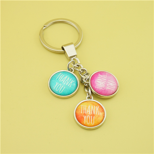 3 Pieces Glass Stones Keychain - Thank You