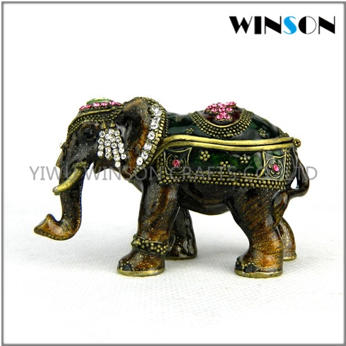 Pewter Jewelry Box / Crytals Elephant Jewelry Box