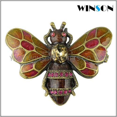 Enameled Bee Jewelry Trinket Box