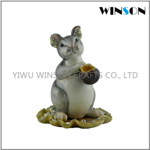 Pewter Jewelry Box / Crytals Mouse Jewelry Box