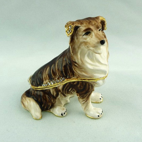 Dog Figurine/Handmade Animal Trinket Box