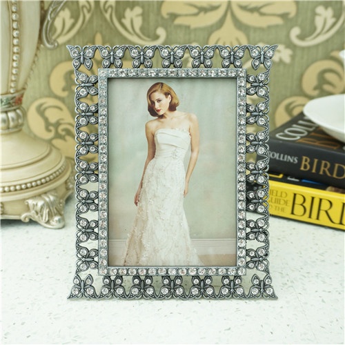 Metal photo frame / crystals butterfly picture frame