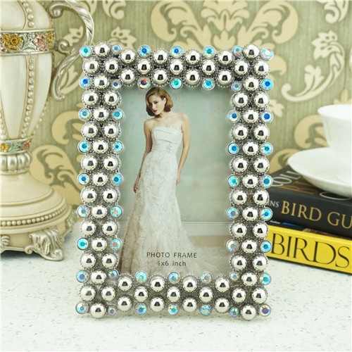 Metal photo frame/ elegant pearls wedding photo frame