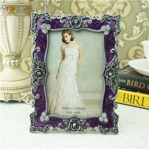 Metal photo frame/ elegant pearls wedding photo frame