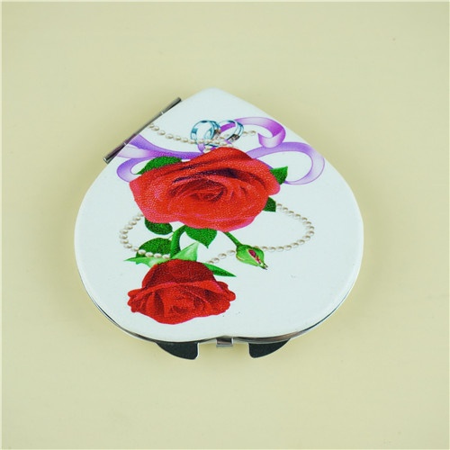 heart shaped PU compact mirror/rose compact mirror favor