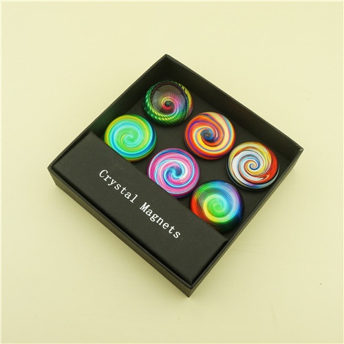 Rainbow Swirl Ref Magnets/Glass Dome with Colorful Print