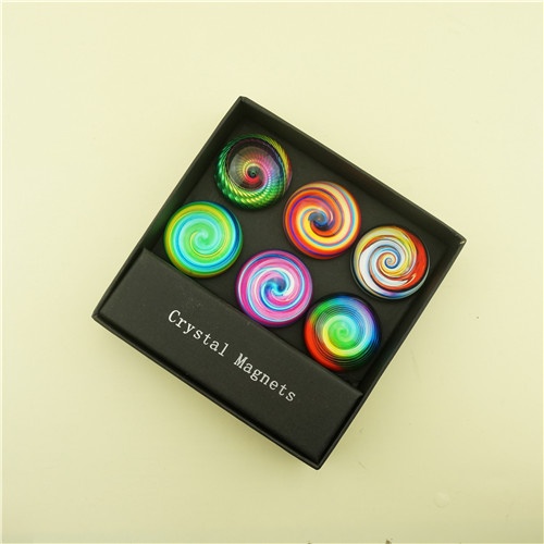 Rainbow Swirl Ref Magnets/Glass Dome with Colorful Print