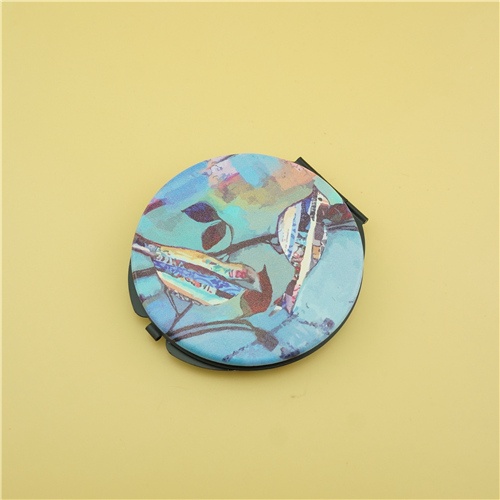 woodpecker picture compact mirror/PU round compact mirror