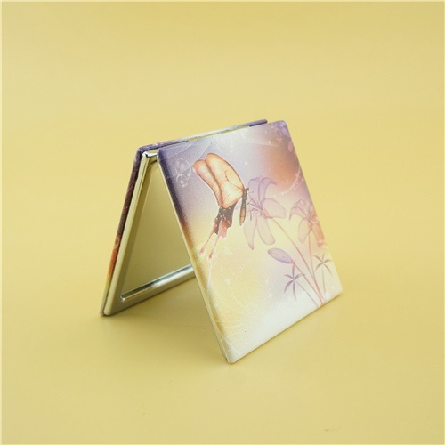 Square butterfly picture pocket mirror/PU compact mirror
