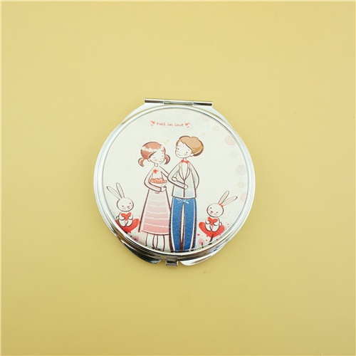 Round lancome compact mirror/PU personalized mirror compact