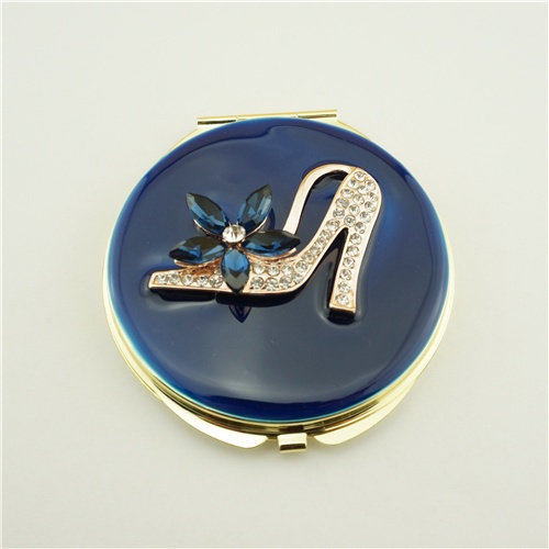 Metal crystal compact mirror/High-heeled shoes makeup mirror