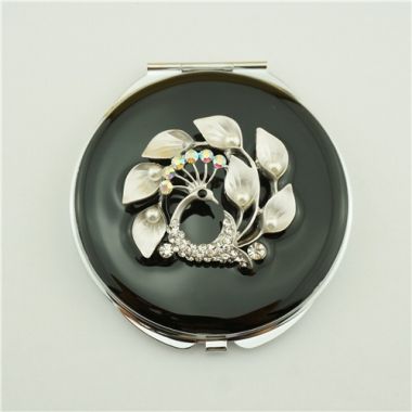 Peacock series crystal compact mirror/Folding makeup mirror