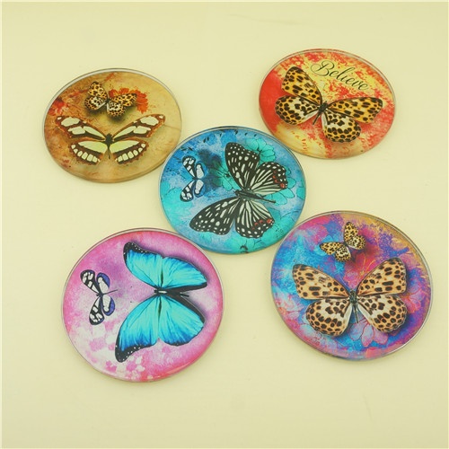 Round Butterfly Glass Coaster