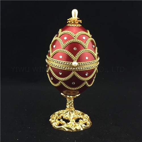 Real hand decorated carved goose egg music box
