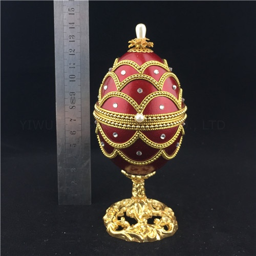 Real hand decorated carved goose egg music box