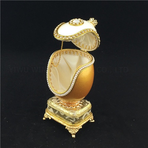 Real hand decorated goose egg trinket/Keepsake music box