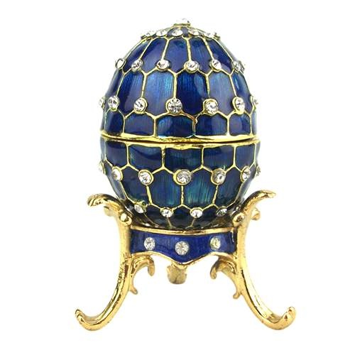 Blue faberge egg trinket box/Engraved jewelry box