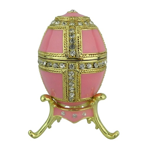 Pink enamel faberge inspired russian egg