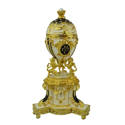 Decorative faberge egg/Trinket jewel box with lions