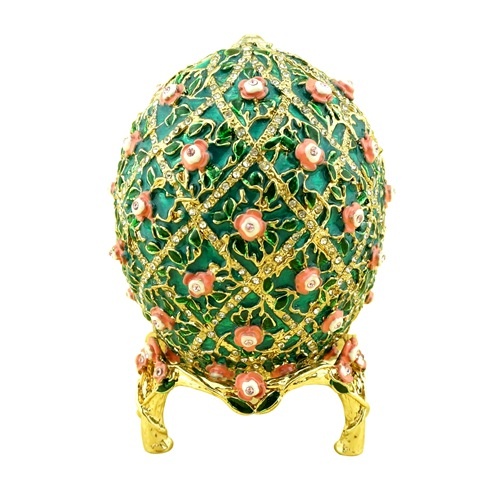 Decorative faberge egg/Trinket jewel box grid with flowers