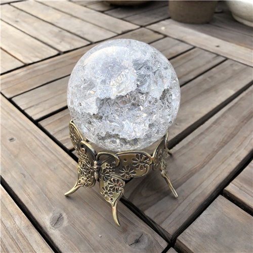 80mm Crystal Ball with Metal Butterfly Base
