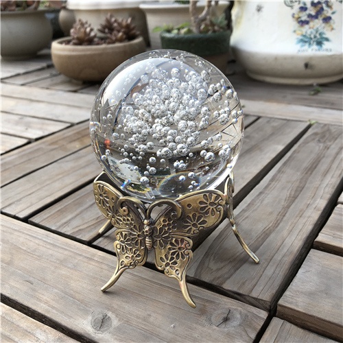 80mm Crystal Bubble Ball with Metal Butterfly Base