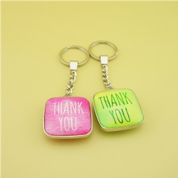 Square Dome Glass Keychain - Thank You