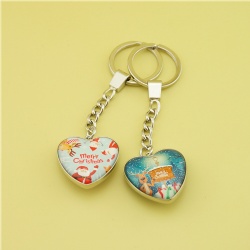 Heart Dome Glass Keychain - Christmas Collection